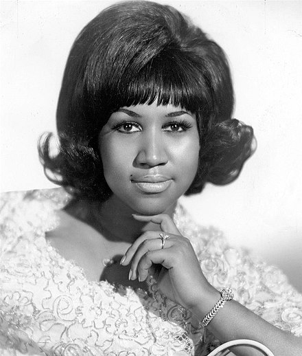 black and white photo of arethra Franklin form 1968